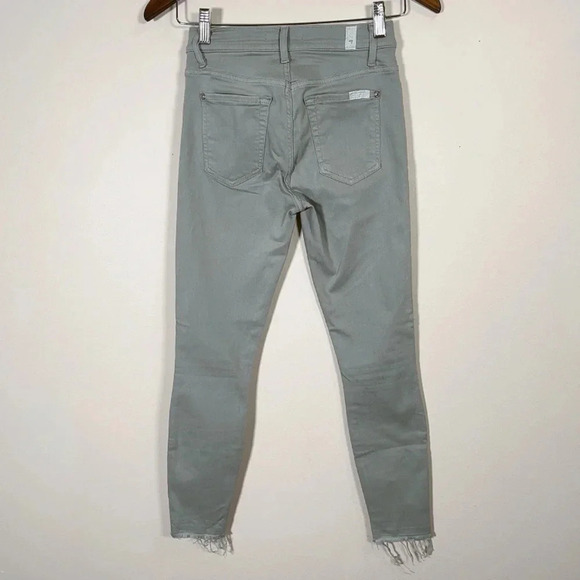 7 For  All Mankind Skinny Frayed Hem Olive Jeans - Picture 11 of 11